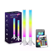 LIXINCORDA 2 stuks Slimme RGB LED lichtbalken 360° Surround Lighting Music Sync Bluetooth APP bediening Timer LED omgevi