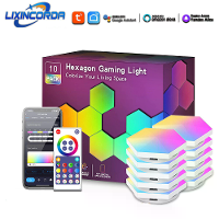 LIXINCORDA Slimme RGBIC Hexagonale LED Lichtpanelen Muziek Sync APP/Remote/Stembediening Met Alexa Google