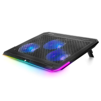 LLANO Laptop Cooling Pad Laptop Radiator Cooler Stand met 3 Cooling Fans 2 Usb poorten In Hoogte Instelbare RGB Touch Co