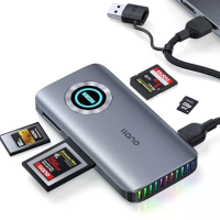 Llano R604 4 in 1 high speed kaartlezer USB 3.2 Gen 2 10 Gbps Aluminiumlegering CFe A/B SD TF sleuf Koellichamen RGB ind