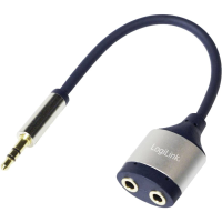 LogiLink CA1100 Kabel Jackplug Audio Adapter [1x Jackplug male 3,5 mm   2x Jackplug female 3,5 mm] Zwart
