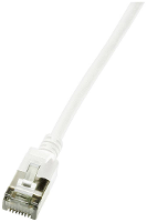 LogiLink CQ9021S RJ45 Netwerkkabel, patchkabel CAT 6A U/FTP 0.50 M Wit Extreem dun, Vlambestendig, Flexibel, Folie afscherming, Halogeenvrij, Snagless,