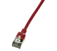 LogiLink CQ9024S RJ45 Netwerkkabel, patchkabel CAT 6A U/FTP 0.50 M Rood Extreem dun, Vlambestendig, Flexibel, Folie afscherming, Halogeenvrij, Snagless,