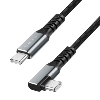 LogiLink CU0272 USB C kabel USB 3.2 Gen2 USB C stekker 2.0 M Zwart 90° haaks naar rechts