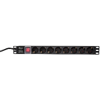 LogiLink PDU8C01 19 inch 1 HE Geaarde contactdoos Met schakelaar Zwart