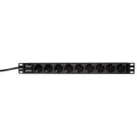 LogiLink PDU9C02 19 inch 1 HE Geaarde contactdoos Met schakelaar Zwart