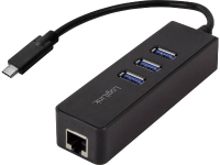 LogiLink USB 3.2 Gen 1 (USB 3.0) Adapter [1x USB 3.2 Gen 1 stekker C (USB 3.0)   1X RJ45 bus, USB 3.2 Gen 1 bus A (USB 3.0)] USB C 3 Port Hub with Gigabit