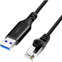 LogiLink USB 3.2 Gen 1 (USB 3.0) Adapterkabel [1x USB 3.2 Gen 1 stekker A (USB 3.0)   1X RJ45 stekker 8p8c] CU0400 1.00 M Textielmantel