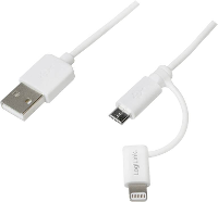 LogiLink CU0118 USB kabel USB 2.0 USB A stekker, USB micro B stekker, Apple Lightning stekker 1.00 M Wit