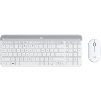 Logitech Slim Combo M Set met toetsenbord en muis Draadloos Numeriek toetsenbord, Geïntegreerd scrollwiel, Geluidsarme toetsen QWERTY, US Engels Wit