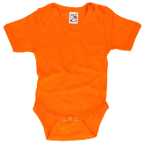 Oranje rompertje korte mouwtjes   baby kleding   kraamcadeau   katoen