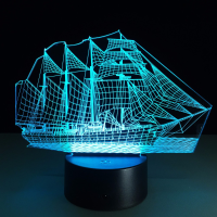 Loskii Dl 3d1 Creative Sailing Boat Usb 3d Led Lights Colorful Touch Night Light Christmas Gift