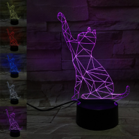 Loskii Dl 3d4 Usb 3d Led Lights Cute Cat Shaking Hand Colorful Touch Night Light Christmas Gift