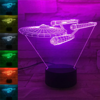 Loskii Dl 3d5 Creative Starships Bulbing Usb 3d Led Lights Colorful Touch Night Light Christmas Gift