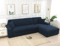 Donkerblauwe stretch elastische bankhoes Effen antislip Soft Hoes Wasbare bank Meubelbeschermer voor woonkamer