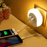 Loskii Dx 99 110 220v Smart Light Control Led Night Light With Socket Dual Usb Phone Charging Switch