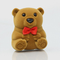 Lovely Bear Shaped Velvet Ring Earring Jewelry Box Gift Case