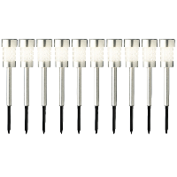 10X stuks solar prikspots/tuinspots   rvs   H26 cm   warm wit