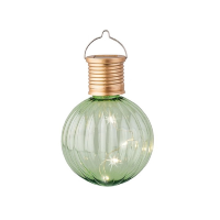 1X Buiten LED lichtgroene lampion solar verlichting 11 cm