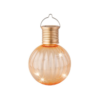 1X Buiten LED oranje lampion solar verlichting 11 cm