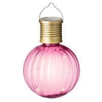 1X Buiten Led roze lampion solar verlichting 11 cm