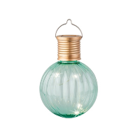 1X Buiten LED turquoise lampion solar verlichting 11 cm