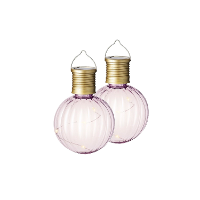2X Buiten Led lichtroze lampion solar verlichting 11 cm