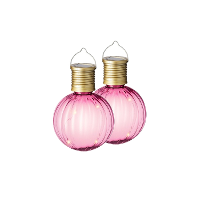 2X Buiten Led roze lampion solar verlichting 11 cm
