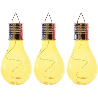 3X Buiten LED gele lampbolletjes solar verlichting 14 cm