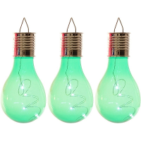 3X Buiten LED groene lampbolletjes solar verlichting 14 cm