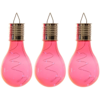 3X Buiten LED rode lampbolletjes solar verlichting 14 cm