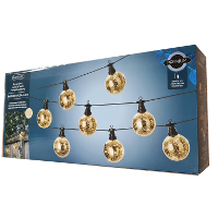 Feestverlichting lichtsnoer   10 bolletjes   warm wit   4,5 m   koperdraad   tuinverlichting