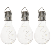 Lumineo hanglamp bolletje   3x   solar/led   H14 cm   transparant   kunststof   tuin/buitenverlichti