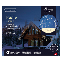 Ijspegelverlichting   175 led lampjes   warm wit   750 cm  buiten   8 functies  lichtsnoer
