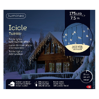 Ijspegelverlichting   175 led lampjes   warm wit   750 cm  zwart snoer   8 functies  lichtsnoer