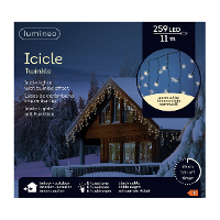 Ijspegelverlichting   259 led lampjes   warm wit   1100 cm  buiten   8 functies  lichtsnoer