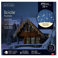 Ijspegelverlichting   490 led lampjes   warm wit   20 m   buiten   8 functies  lichtsnoer