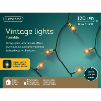 Kerstverlichting   120 vintage led lampjes  1190 cm   8 functies   groen snoer