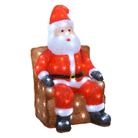 Kerstverlichting figuur   kerstman in stoel   32 x 36 x 60 cm   LED kerstfiguren
