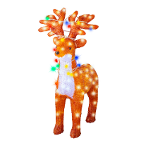 Kerstverlichting figuur   rendier   met kerstlampjes in gewei   67 cm   LED verlichting