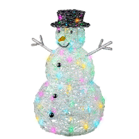 Kerstverlichting figuur   sneeuwpop   transparant   65 cm   zacht gekleurde LED verlichting