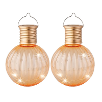 Lampion solar verlichting   2x   oranje   11 cm   LED
