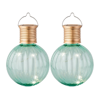 Lampion solar verlichting   2x   turquoise   11 cm   LED