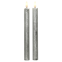 Lumineo LED dinerkaarsen   2 stuks   LED   zilver   24 cm
