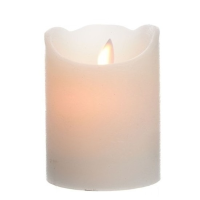 LED kaars/stompkaars   Creme wit   D7,5 x H10 cm   flakkerend   warm wit