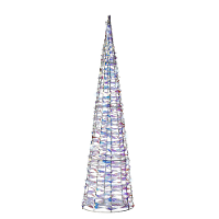LED kegel kerstboom lamp   zilver parelmoer   20 leds wit   D12 x H40   timer