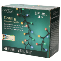 Lumineo Lichtsnoer   500 LED lampjes   gekleurd   cherry   twinkle   met afstandsbediening   kerstve