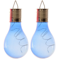 Solar hanglamp bol/peertje   2x   blauw   kunststof   14 cm   LED