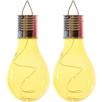 Solar hanglamp bol/peertje   2x   geel   kunststof   14 cm   LED
