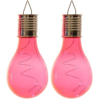 Solar hanglamp bol/peertje   2x   rood   kunststof   14 cm   LED